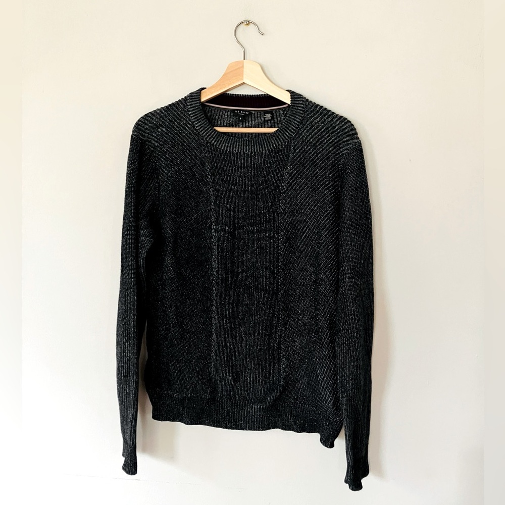 Ted Baker Mens Mixme Directional Ribbed Crewneck Sweater Cotton Blend | small